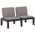 vidaXL, vidaXL Garten-Lounge-Bank mit Auflagen Kunststoff Grau