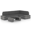 vidaXL, vidaXL 5-tlg. Garten-Lounge-Set mit Kissen Grau Poly Rattan