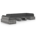 vidaXL, vidaXL 8-tlg. Garten-Lounge-Set mit Kissen Grau Poly Rattan