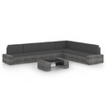 vidaXL, vidaXL 7-tlg. Garten-Lounge-Set mit Kissen Grau Poly Rattan