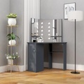 vidaXL, vidaXL Eck-Schminktisch mit LED Grau 111x54x141,5 cm