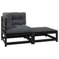 vidaXL, vidaXL 2-tlg. Garten-Lounge-Set mit Kissen Schwarz Massivholz Kiefer