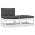 vidaXL, vidaXL 2-tlg. Garten-Lounge-Set mit Kissen Weiß Massivholz Kiefer
