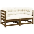 vidaXL, vidaXL Gartensofa 2-Sitzer mit Kissen Honigbraun Massivholz Kiefer