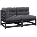 vidaXL, vidaXL 2-tlg. Garten-Lounge-Set mit Kissen Schwarz Massivholz Kiefer