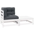 vidaXL, vidaXL 2-tlg. Garten-Lounge-Set mit Kissen Weiß Massivholz Kiefer
