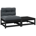 vidaXL, vidaXL 2-tlg. Garten-Lounge-Set mit Kissen Schwarz Massivholz Kiefer