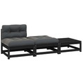 vidaXL, vidaXL 3-tlg. Garten-Lounge-Set mit Kissen Schwarz Kiefer Massivholz