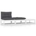 vidaXL, vidaXL 3-tlg. Garten-Lounge-Set mit Kissen Weiß Kiefer Massivholz