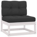 vidaXL, vidaXL Garten-Mittelsofa mit Anthrazit Kissen Weiß Massivholz Kiefer