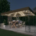 vidaXL, vidaXL Pavillon mit LED-Lichterkette 3x4 m Taupe