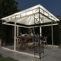 vidaXL, vidaXL Pavillon mit Moskitonetz & LED-Lichterkette 3x3x2,73m Cremeweiß