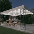 vidaXL, vidaXL Pavillon mit Doppeldach & LED-Lichterkette 3x4 m Weiß