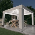 vidaXL, vidaXL Pavillon mit Doppeldach & LED-Lichterkette 3x3 m Weiß