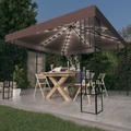 vidaXL, vidaXL Pavillon mit LED-Lichterkette 3x3 m Taupe