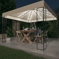 vidaXL, vidaXL Pavillon mit LED-Lichterkette 3x3 m Creme Stoff