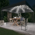 vidaXL, vidaXL Pavillon mit LED-Lichterkette 3x3 m Anthrazit Stoff