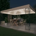 vidaXL, vidaXL Pavillon mit LED-Lichterkette 3x4 m Creme Stoff