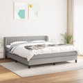 vidaXL, vidaXL Boxspringbett mit Matratze Hellgrau 180x200 cm Stoff