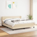 vidaXL, vidaXL Boxspringbett mit Matratze Creme 160x200 cm Stoff