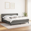 vidaXL, vidaXL Boxspringbett mit Matratze Dunkelgrau 160x200 cm Stoff