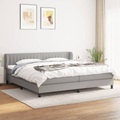 vidaXL, vidaXL Boxspringbett mit Matratze Hellgrau 200x200 cm Stoff