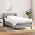 vidaXL, vidaXL Boxspringbett mit Matratze Hellgrau 90x200 cm Stoff