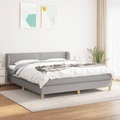 vidaXL, vidaXL Boxspringbett mit Matratze Hellgrau 160x200 cm Stoff