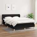 vidaXL, vidaXL Boxspringbett mit Matratze Schwarz 140x200 cm Stoff