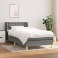 vidaXL, vidaXL Boxspringbett mit Matratze Dunkelgrau 90x200 cm Stoff