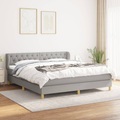 vidaXL, vidaXL Boxspringbett mit Matratze Hellgrau 160x200 cm Stoff