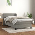 vidaXL, vidaXL Boxspringbett mit Matratze Hellgrau 80x200 cm Samt