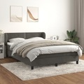 vidaXL, vidaXL Boxspringbett mit Matratze Dunkelgrau 140x200 cm Samt