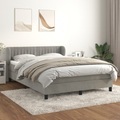 vidaXL, vidaXL Boxspringbett mit Matratze Hellgrau 140x200 cm Samt