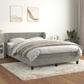 vidaXL, vidaXL Boxspringbett mit Matratze Hellgrau 140x200 cm Samt