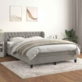 vidaXL, vidaXL Boxspringbett mit Matratze Hellgrau 140x200 cm Samt