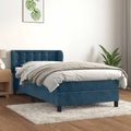 vidaXL, vidaXL Boxspringbett mit Matratze Dunkelblau 100x200 cm Samt