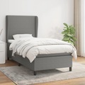 vidaXL, vidaXL Boxspringbett mit Matratze Dunkelgrau 90x200 cm Stoff