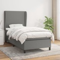 vidaXL, vidaXL Boxspringbett mit Matratze Dunkelgrau 100x200 cm Stoff