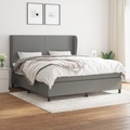 vidaXL, vidaXL Boxspringbett mit Matratze Dunkelgrau 160x200 cm Stoff