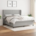 vidaXL, vidaXL Boxspringbett mit Matratze Hellgrau 180x200 cm Stoff