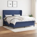 vidaXL, vidaXL Boxspringbett mit Matratze Blau 180x200 cm Stoff