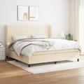 vidaXL, vidaXL Boxspringbett mit Matratze Creme 200x200 cm Stoff