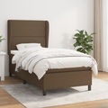 vidaXL, vidaXL Boxspringbett mit Matratze Dunkelbraun 90x200 cm Stoff