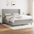 vidaXL, vidaXL Boxspringbett mit Matratze Hellgrau 160x200 cm Stoff