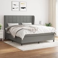 vidaXL, vidaXL Boxspringbett mit Matratze Dunkelgrau 160x200 cm Stoff