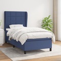 vidaXL, vidaXL Boxspringbett mit Matratze Blau 90x190 cm Stoff