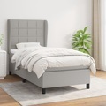 vidaXL, vidaXL Boxspringbett mit Matratze Hellgrau 100x200 cm Stoff
