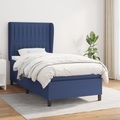 vidaXL, vidaXL Boxspringbett mit Matratze Blau 100x200 cm Stoff