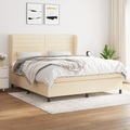 vidaXL, vidaXL Boxspringbett mit Matratze Creme 160x200 cm Stoff